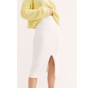 FREE PEOPLE SKYLINE MIDI SKIRT IVORY/WHITE SIZE M